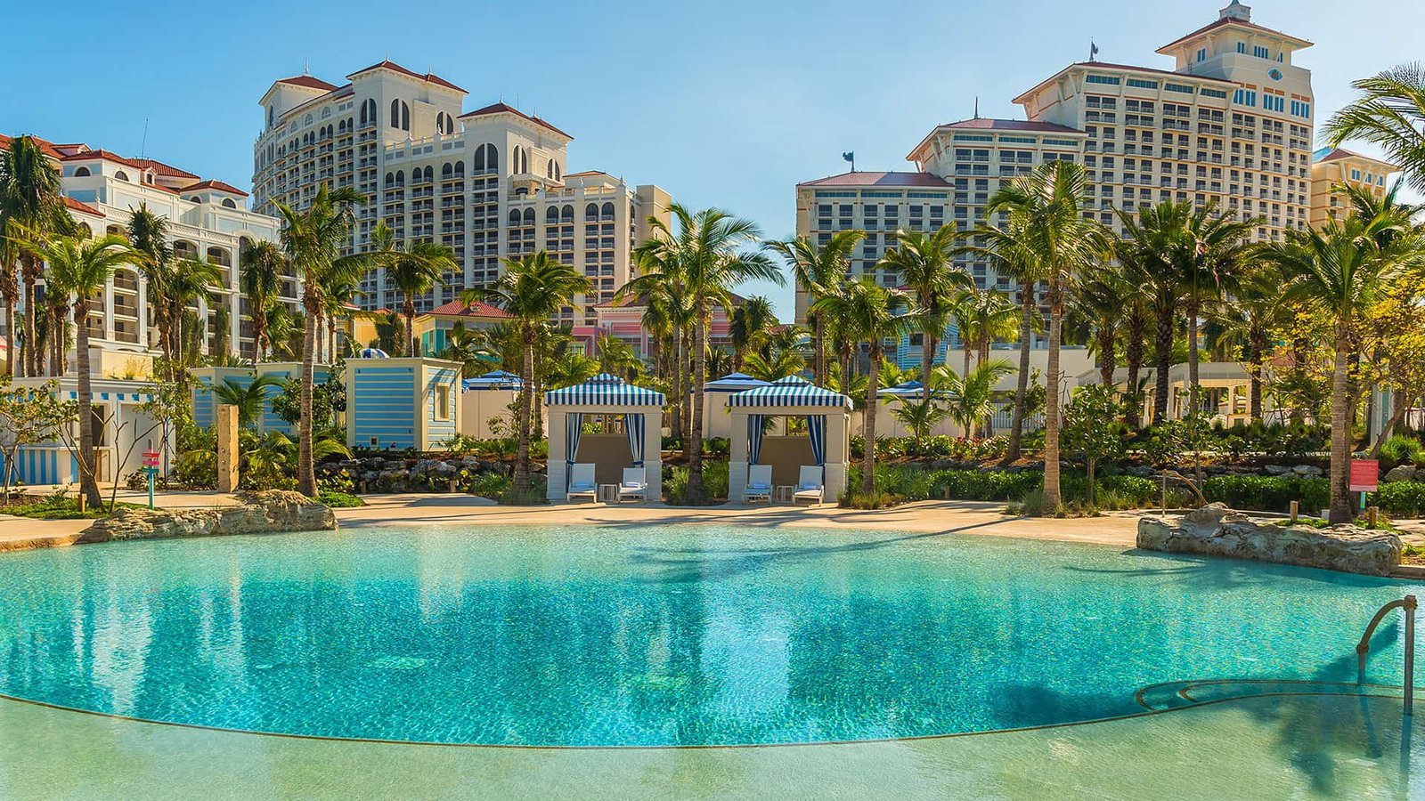 Luxurious getaway resort pool in the Bahamas