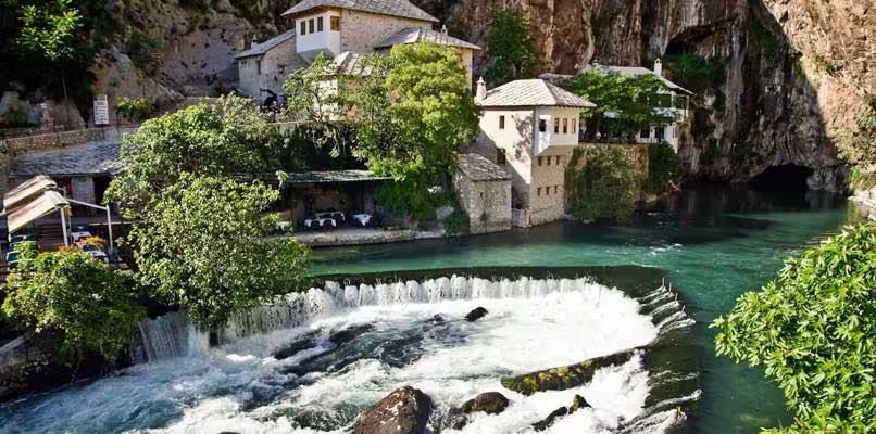 Bosnia hidden gem: Sunrise over the serene Una River waterfalls