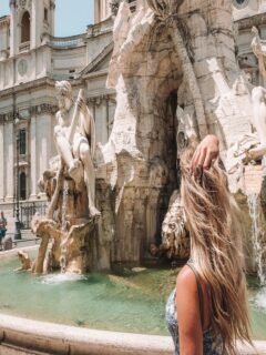 solo female traveler exploring safe beautiful destinations, woman with backpack overlooking scenic view, empowering solo travel for women