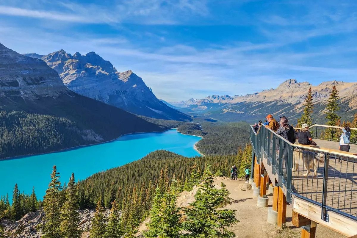 Lake Louise stop in Banff travel itinerary with turquoise water and mountain backdrop