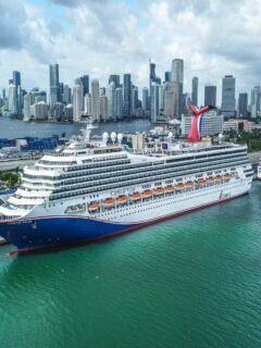 Cruise ship departing Miami for a day trip from Miami to the Bahamas