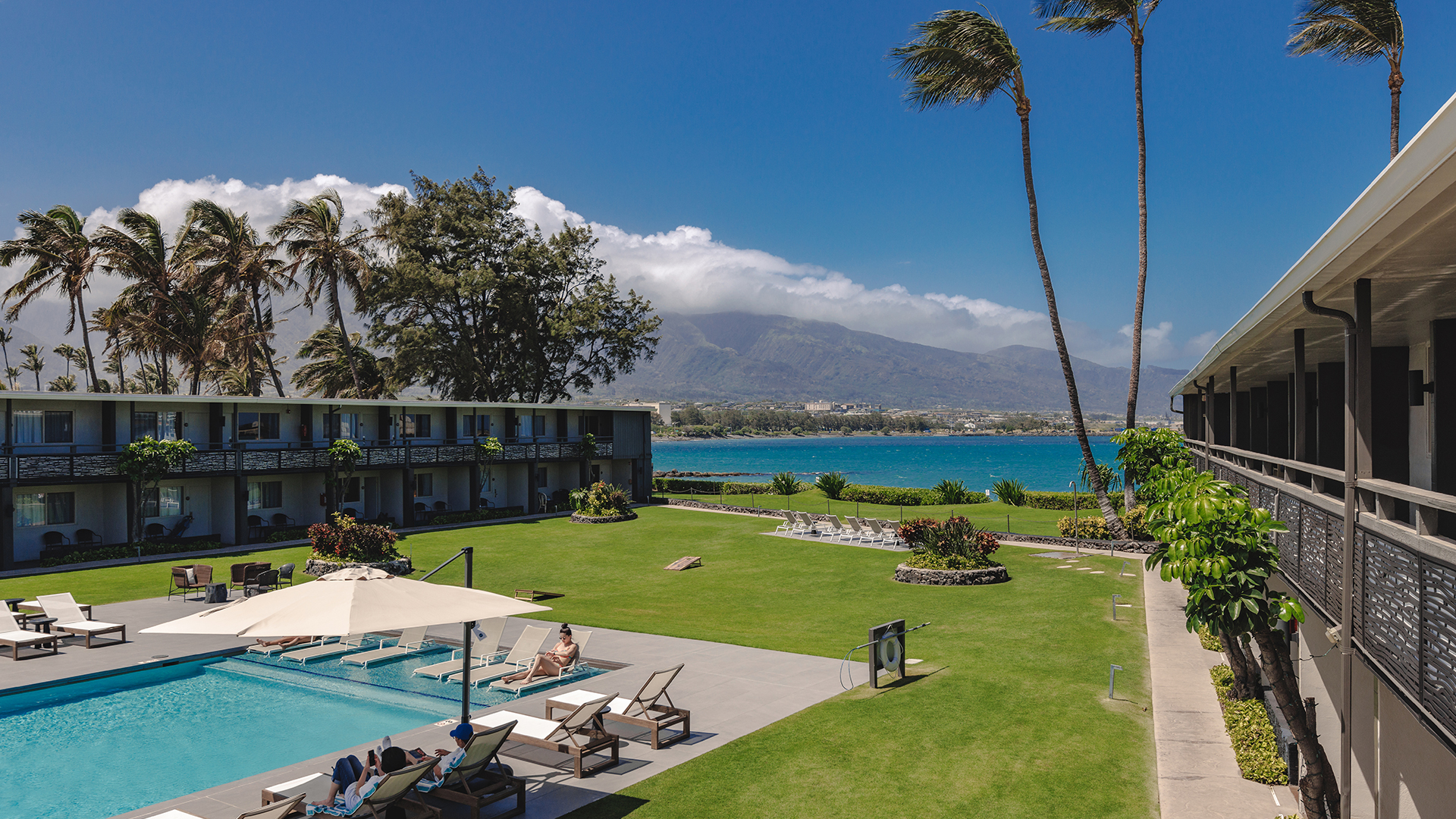 Scenic view of nudist beaches in Hawaii with turquoise water and palm trees